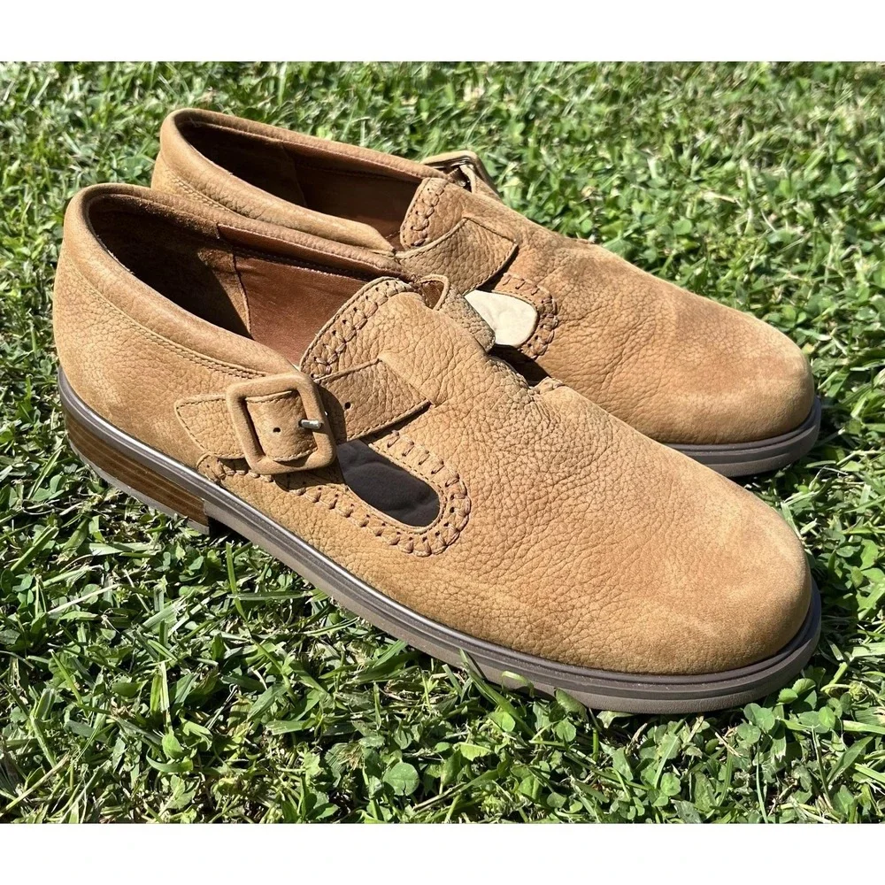 Rockport Shoes Womens Size 8 Brown Leather Mary Jane Buckle Casual W8747